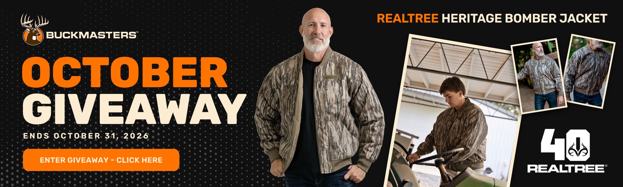 Buckmasters Realtree bomber Jacket Oct 2026 Giveaway Website Banner May 2026 copy (1)